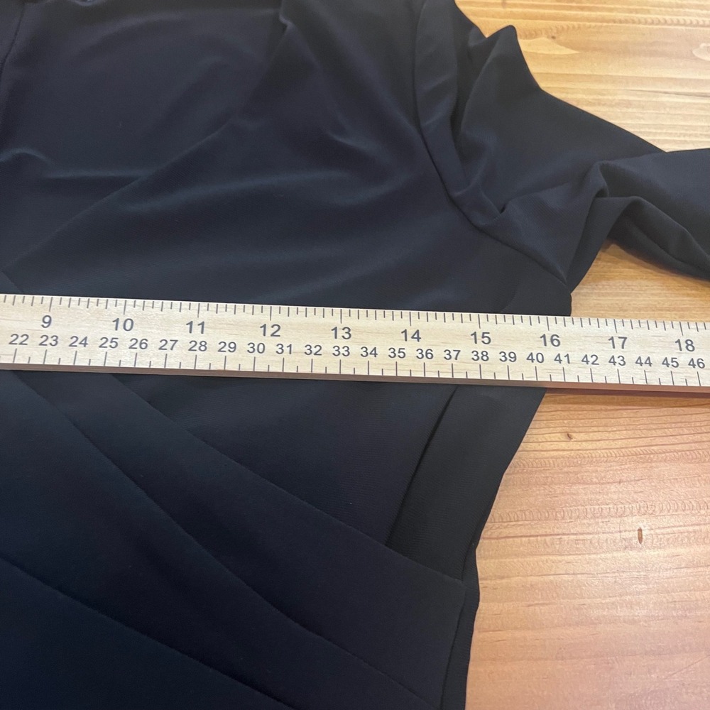 Lauren Ralph Lauren Black Faux Wrap Ruched Sheath Dress 3/4 Sleeve Size 4 NEW - Picture 6 of 9